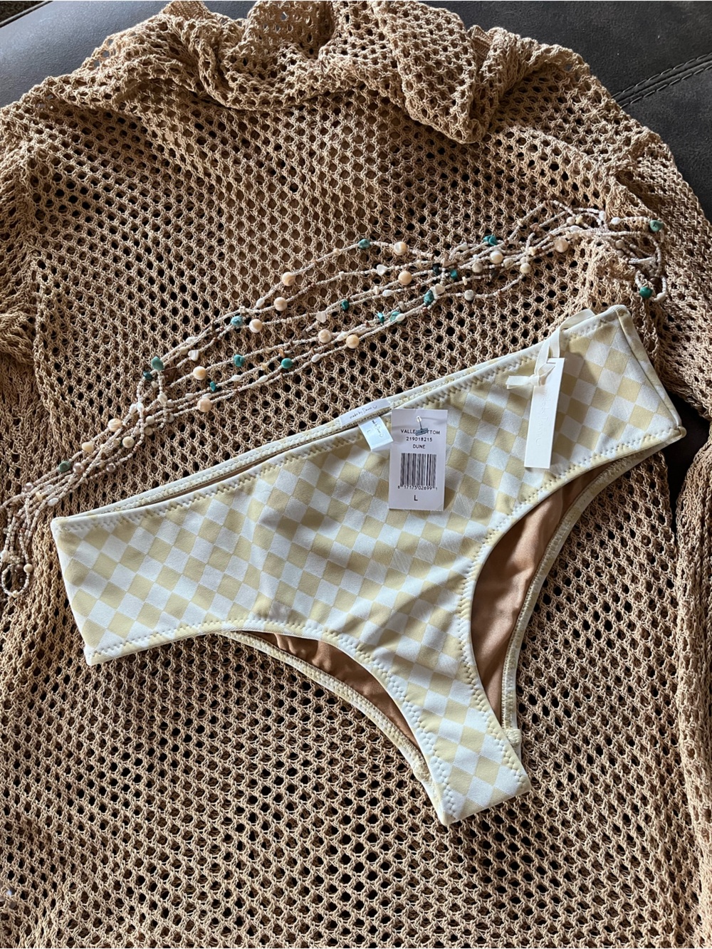 Pale Yellow Checkerboard Bikini Bottom